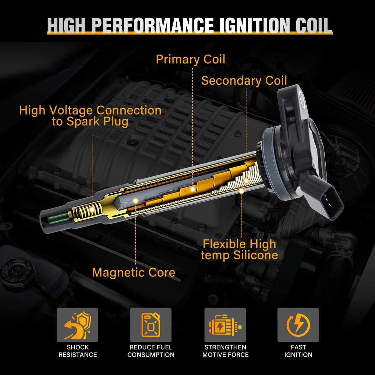 Ignition Coil Pack UF596 Fit for Toyota Lexus Pontiac Vibe Scion IM/XD Corolla Matrix Prius V CT200H 2008 2009 2010 11 12 13 14 15 16 2017 1.8L L4 OE# C1714 90919-02252 Ignition Coils Set of 4