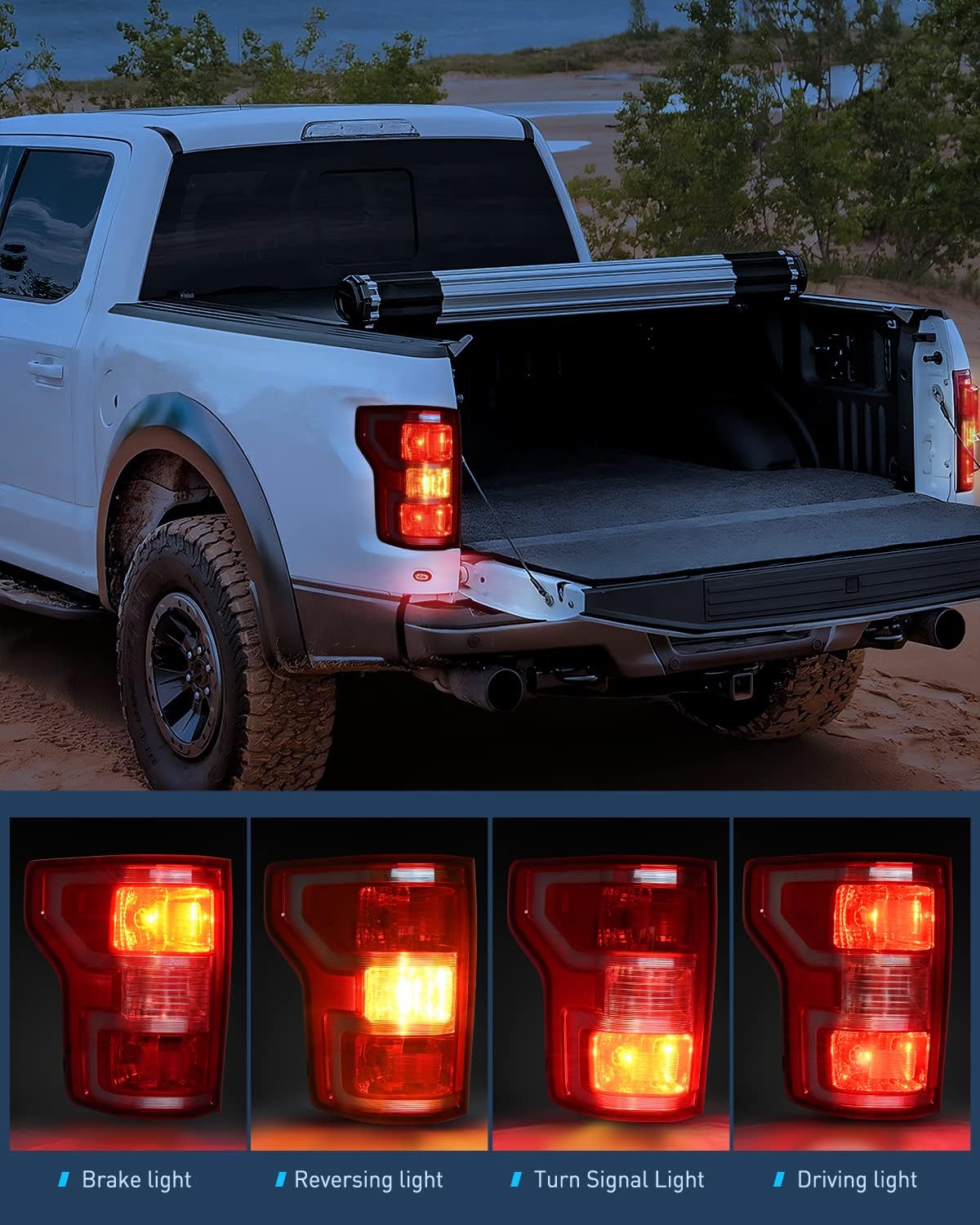 Taillight Assembly Compatible with 2018 2019 2020 Ford F150 F-150 Pickup Truck Tail Light Rear Lamp Replacement OE Style Red Housing with Bulbs and Harness Driver and Passenger side