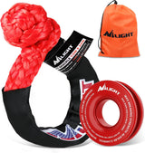 Synthetic Soft Shackle 1/2 Inch x 24 Inch & Recovery Ring Kit - 56,000 LBS Shackle Breaking Strength with 46,000 LBS MBS Snatch Pulley for 4x4 Truck SUV ATV UTV Off-Road Vehicle Extraction (Red)