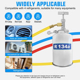 A/C Manifold Gauge Set Fits for R134a R410A R22 R404A 4-Way Auto HVAC Diagnostic Gauges Refrigerant Recharge kit with Adjustable Couplers 5FT Hoses Universal Can Tap