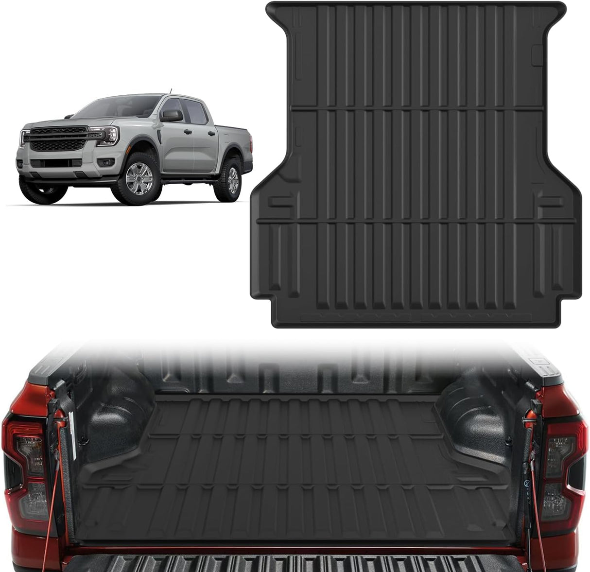 Truck Bed Mat Compatible with Ford Ranger 2024 2025 2026 5 FT | 5.0 FT Custom Fit, TPE Material, Heavy-Duty, Non-Slip, All Weather Protection