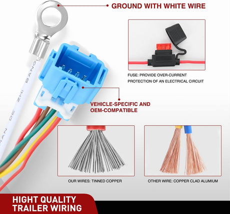 4 Pin Trailer Wiring Harness Kit 56382 Vehicle Standard 4 Way Connector Custom for 2018 2019 2020 2021 2022 2023 2024 2025 Honda Odyssey Simple Fit Tow Hitch Harness