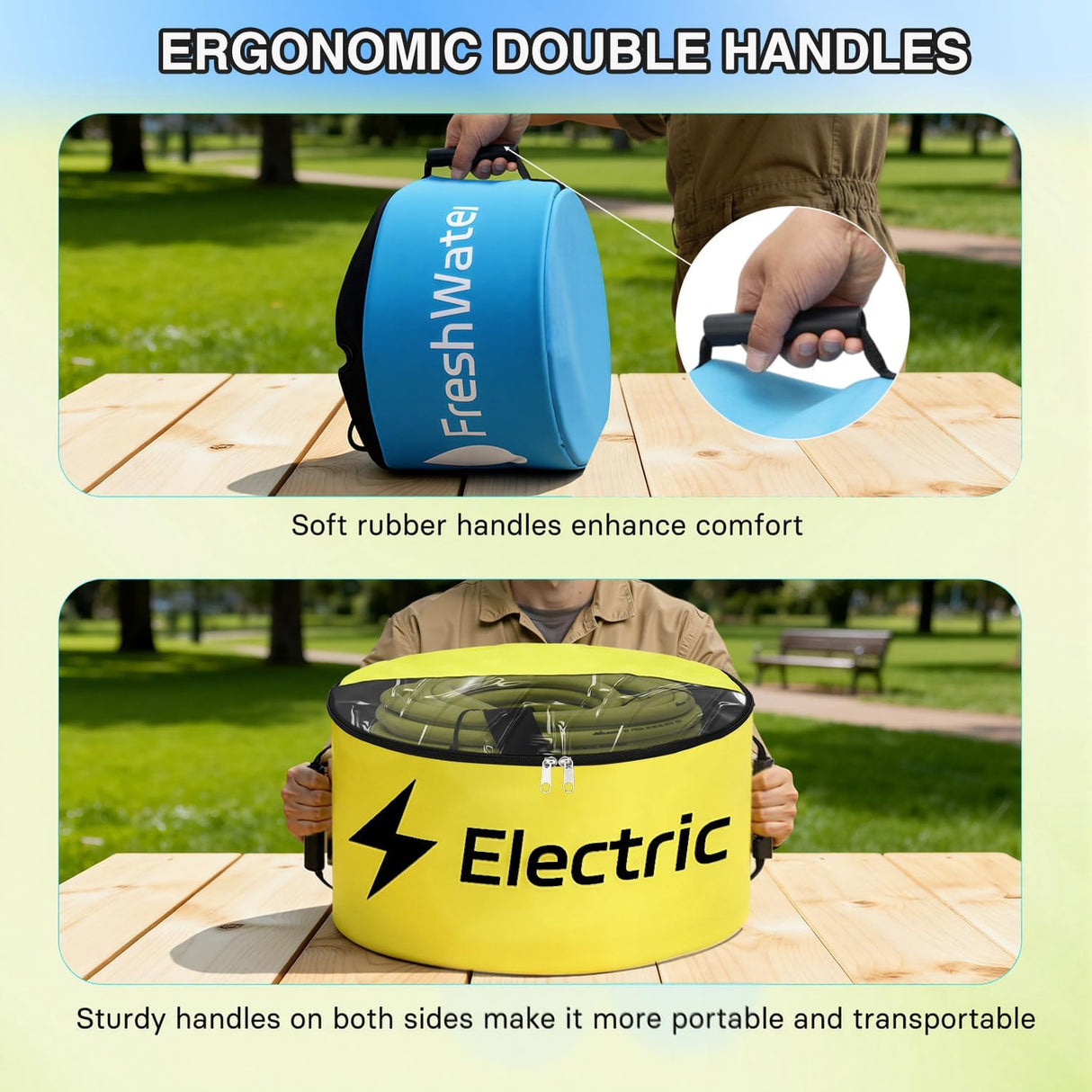 3 Pack RV Hose Storage Bag, Waterproof Utility Bag with Visible Cover & Dual Zipper Closure RV Storage and Organization for Sewer, Fresh Water Hoses Electrical Cords Camper Tools Accessories