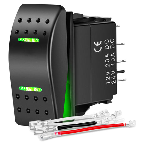 Waterproof Rocker Switch Toggle ON Off ON Switches DPDT 7Pin 12V 24V Jumper Wires Winch Pump Switch for Cars Trucks Caravans Boats RV SUV ATV UTV