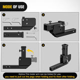 Trailer Hitch Folding Extender Mount Shank 16.54 Inch Compatible with Wheelchair Cargo Carrier Adapter for 2 Inch Receiver Trailer Hitch 500lbs Black Powder Coated