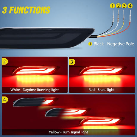 Rear Bumper Tail Light Compatible with 2018 2019 2020 2021 2022 2023 2024 2025 Toyota Camry Smoke Lens LED Reflector Rear Bumper Lamps Brake Turn Signal Sequential Flashing Driving Taillights