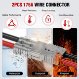 Anderson Connector 175AMP 4AWG Anderson Plug 12V-36V Battery Quick Connect/Disconnect Wire Harness Plugs Connectors Kit for 4 Gauge Cables Car Marine ATV Trailer Towing Winch Motor 2 Pack Grey