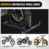 Adjustable Motorcycle Wheel Chock Stand Heavy Duty 1800lb Capacity Front Tire Stand Chocks for Trailer and Truck Fit for Most Motorcycles Tire Size 15 Inch-22 Inch Wheels