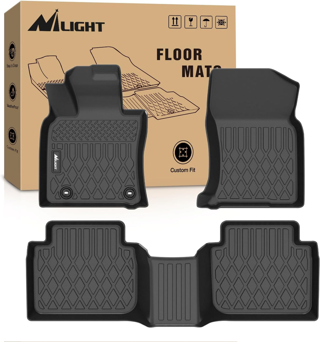 TPE Floor Mats for Toyota Camry AWD Only 2020 2021 2022 2023 2024, All Weather Custom Fit Heavy Duty Floor Liners