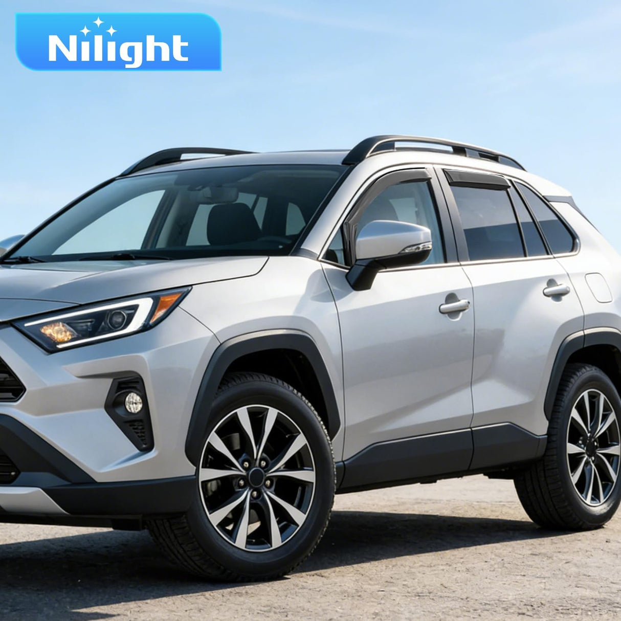 in-Channel Rain Guards for Toyota RAV4 2019 2020 2021 2022 2023 2024 2025, Smoke Tinted Side Window Visor Deflectors Vent Shades, Rain Protection & Wind Noise Reduction, 4PCS