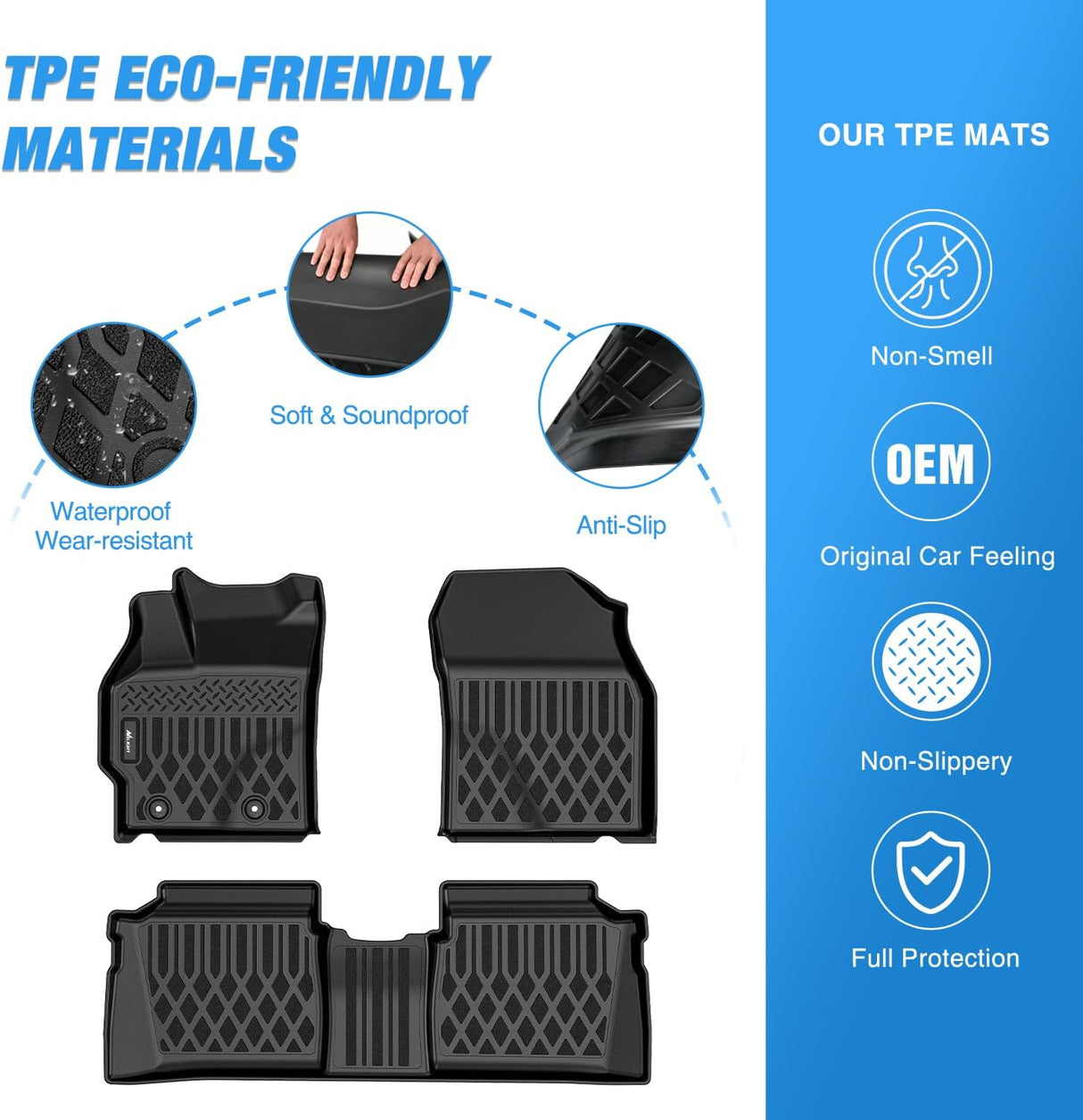 TPE Floor Mats for Toyota Prius Hybrid 2012 2013 2014 2015 All Weather Custom Fit Heavy Duty Floor Liners