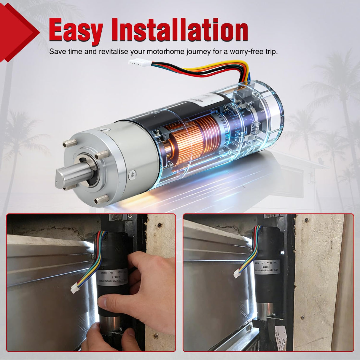 287298 RV in-Wall Slide-Out Motor for Lippert Schwintek 500:1 | Compatible with Lippert LCI Schwintek in Wall Slide System 500:1 High Torque Gear Ratio Motorhome for Travel Trailer Camper