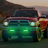 Slim LED Light Bar 2Pcs 7 Inch 16LED Single Row Spot Flood Combo Green Off Road Driving Fog Fishing Hunting Lighting for 12V 24V ATV UTV Pickup Truck Tractor Boat