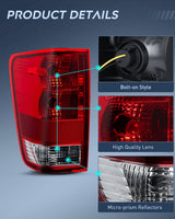 Taillight Assembly Compatible with 2004 2005 2006 2007 2008 2009 2010 2011 2012 2013 2014 2015 Nissan Titan Tail Light OE Style Rear Lamp Replacement Driver and Passenger Side Red Lens