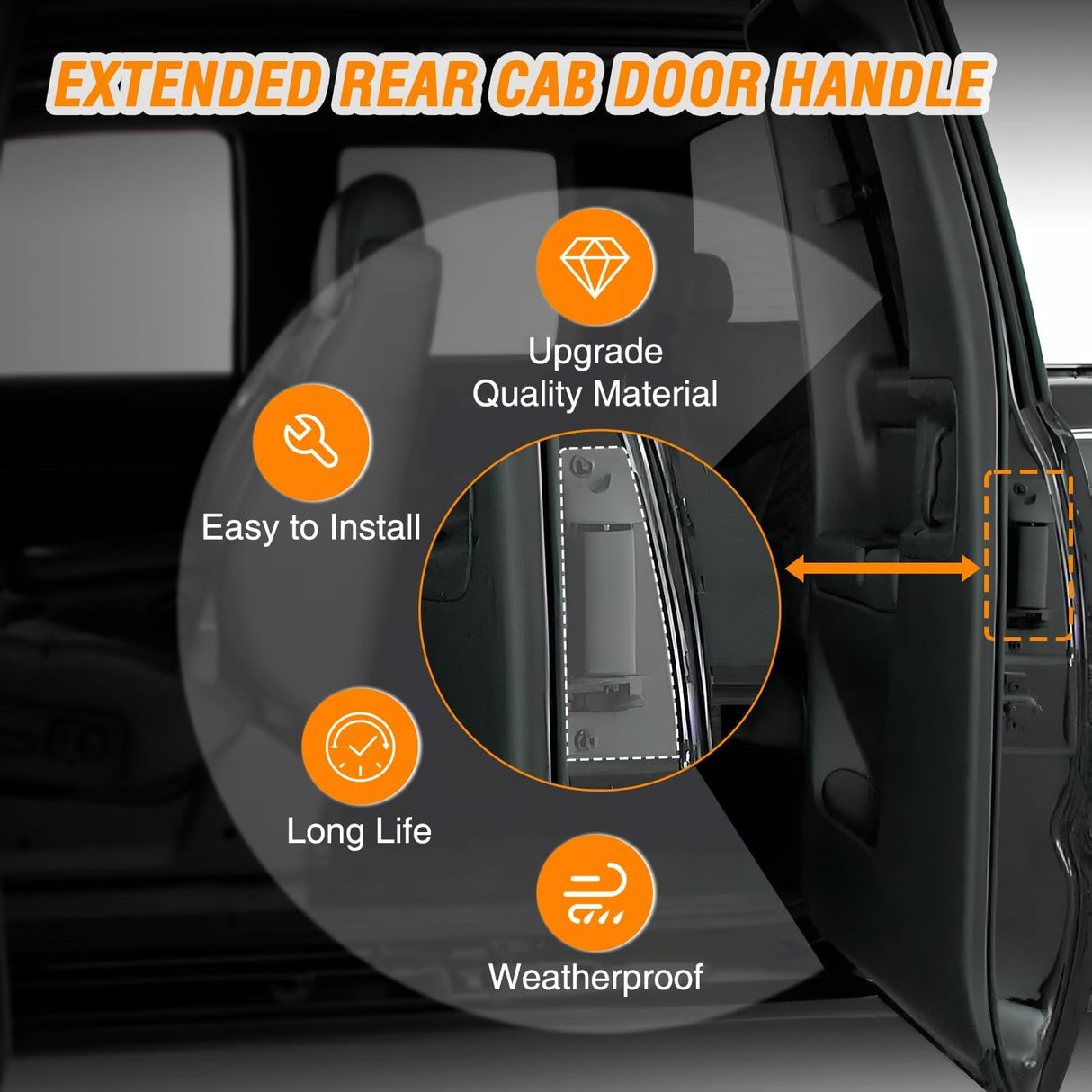 Extended Cab Door Handle Left Driver & Right Passenger Rear Car Door Handles Compatible with 1999 00 01 02 03 04 05 06 2007 Chevy Silverado GMC Sierra 1500 2500 3500 Replace#15758171,15758172