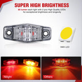 2.5 Inch Oval Side Marker Clearance Light 2 LED 4 Amber & 4 Red Light White Lenses 80LM High Lumen Waterproof Surface Mount 12V Direct Wire for Truck Trailer Boat RV Semi