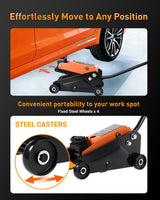 Floor Jack 2 Ton, Heavy Duty Steel Hydraulic Trolley Car Jack, Portable Emergency Service Jack for Roadside Repair, Lifting Range 5.5 Inch to 15.2 Inch