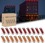 20PCS Amber Red Oval Side Marker Lights 4 LED 3.7 Inch Clearance Lamp IP68 Waterproof DC 12-24V with Chrome Bezel Universal for Car Auto Truck Bus Trailer Boat Deck