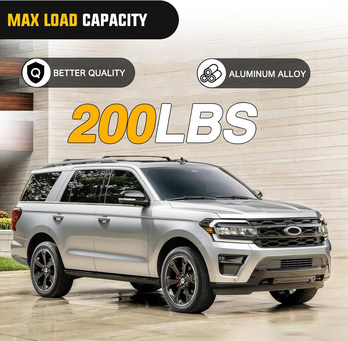 Roof Rack Cross Bars Compatible with Ford Expedition 2018 19 20 21 2022 with Side Rails, Adjustable Aluminum Less Wind Noise Car Crossbars for Cargo Carrier Luggage Box Kayak Tent Snowboard