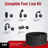 6AN 20FT PTFE Fuel Hose Kit with 12PCS AN6 Fittings&Hose Separator | Fit E85 Nylon Stainless Steel Braided Fuel Hose Universal for Automotive Racing Engines