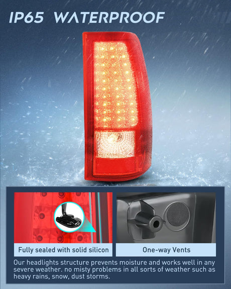 Taillight Assembly Compatible with 2003 2004 2005 2006 Chevy Silverado 1500 1500HD 2500 2500HD 3500 2007 Chevrolet Classic Incandescent Type Upgrade LED Tail Lights Rear Brake Lamps