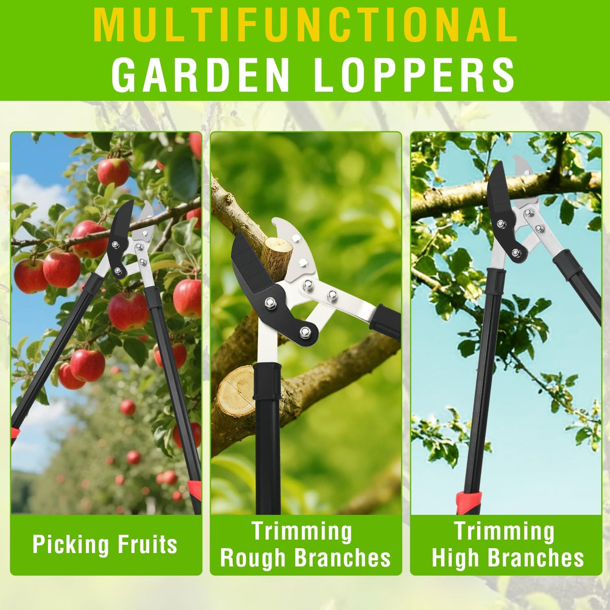 29.5 Inch Loppers Heavy Duty Tree Trimmer Sharp Anvil Blade Bypass Loppers up to 1.6 Inch Dia Cut Capacity Compound Action System Limb Branch Cutter Ideal for Tree Trimming Garden Maintenance