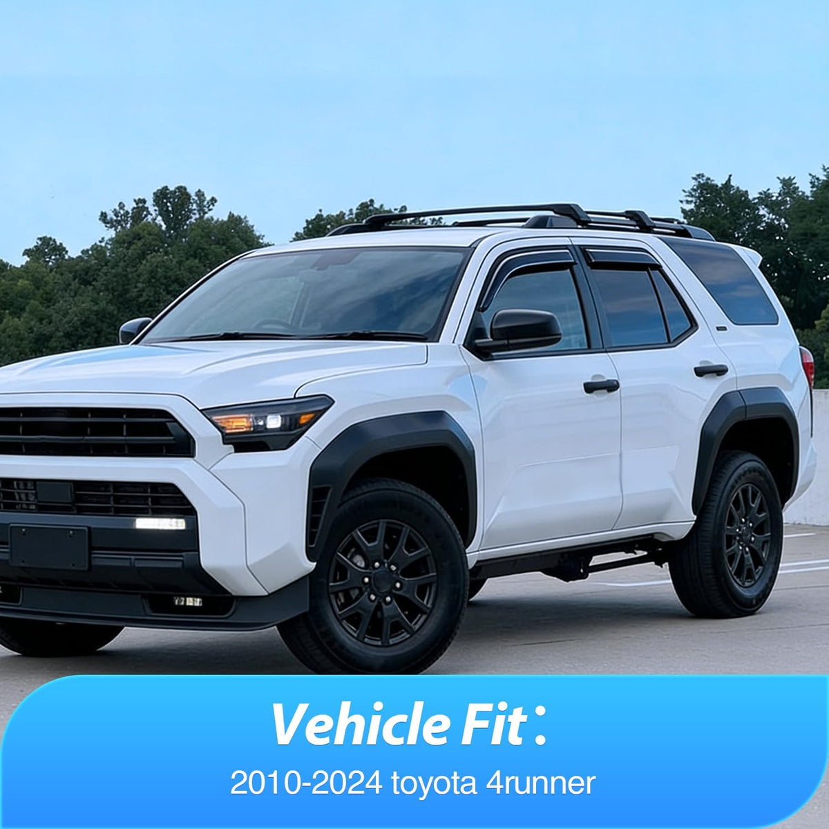Window Visors for Toyota 4Runner 2010-2024 Outside Mount | Tape-On Rain Guards Vent Visors Window Deflectors Fresh Air Ventilation, Rain & Sun Protection Smoke Tint, 4PCS