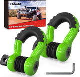3/4 Inch D Ring Anti-Theft Shackle Tow Hook Jeep Truck SUV ATV UTV | Off Road Recovery Gear 19T 41,887 lbs Break Strength 4.75T WLL Rust-Resistant Anti-Rattle Isolators Heavy Duty Green 2pack