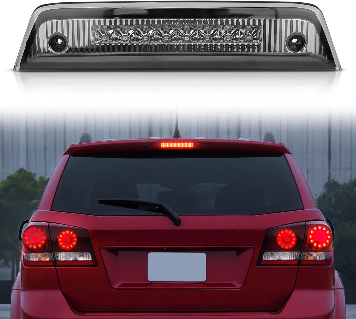 Third Brake Light Tail High Mount 3rd Stop Lights Smoked Lens Compatible with Dodge Journey 2010 2011 2012 2013 2014 2015 2016 Van SUV Rear Center Cab Lamp