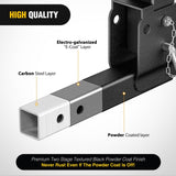 Trailer Hitch Folding Extender Mount Shank 16.54 Inch Compatible with Wheelchair Cargo Carrier Adapter for 2 Inch Receiver Trailer Hitch 500lbs Black Powder Coated