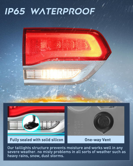 Taillight Assembly Compatible with 2014 2015 2016 2017 2018 2019 2020 Jeep Grand Cherokee Laredo/Limited/Overland/Summit Tail Lights Inner Driver Side w/Bulbs