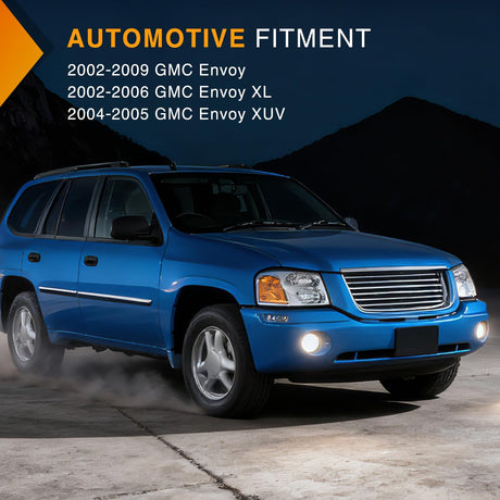 Fog Lights Assembly Compatible with 2002 2003 2004 2005 2006 2007 2008 2009 GMC Envoy Foglight Replacement w/880 12V 27W Bulbs Clear Lens
