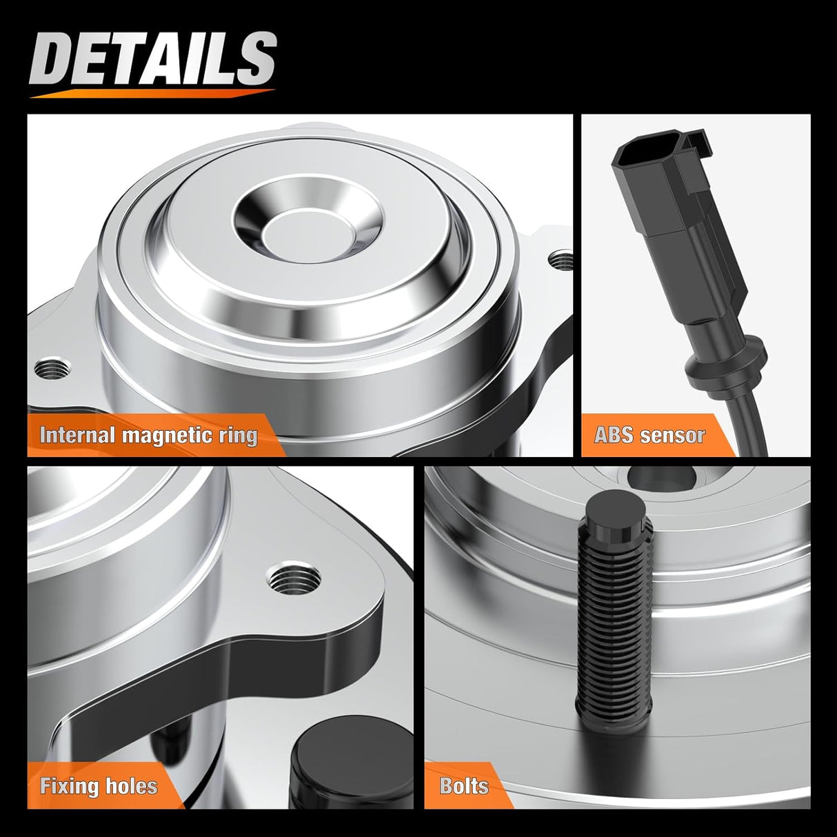 Rear Wheel Hub and Bearing Assembly for Dodge Grand Caravan 2008 2009 2010 2011 2012, Chrysler Town & Country 2008-2012, VW Routan 2009-2012, 5 Lugs w/ABS-512360 2Pack