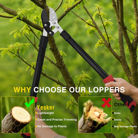 29.5 Inch Loppers Heavy Duty Tree Trimmer Sharp Anvil Blade Bypass Loppers up to 1.6 Inch Dia Cut Capacity Compound Action System Limb Branch Cutter Ideal for Tree Trimming Garden Maintenance