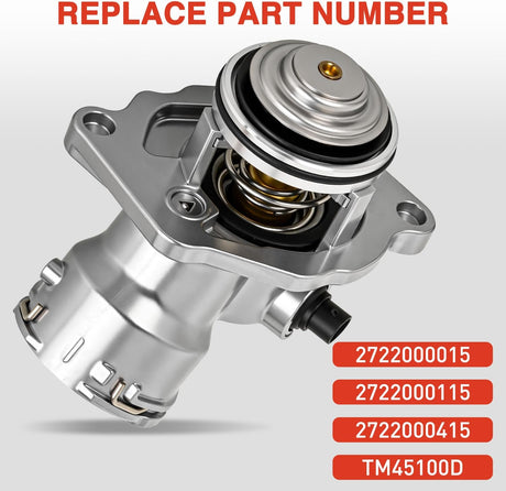 Aluminium Thermostat Housing Assembly Fit for Mercedes-Benz C230 C250 C300 C350 E300 ML350 R350 S400 SLK300 Engine Coolant Thermostat Housing for Car 2722000015 2722000115 2722000415 TM45100D