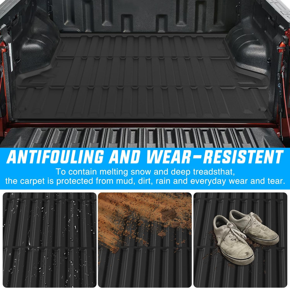 Truck Bed Mat Compatible with Ford Ranger 2024 2025 2026 5 FT | 5.0 FT Custom Fit, TPE Material, Heavy-Duty, Non-Slip, All Weather Protection