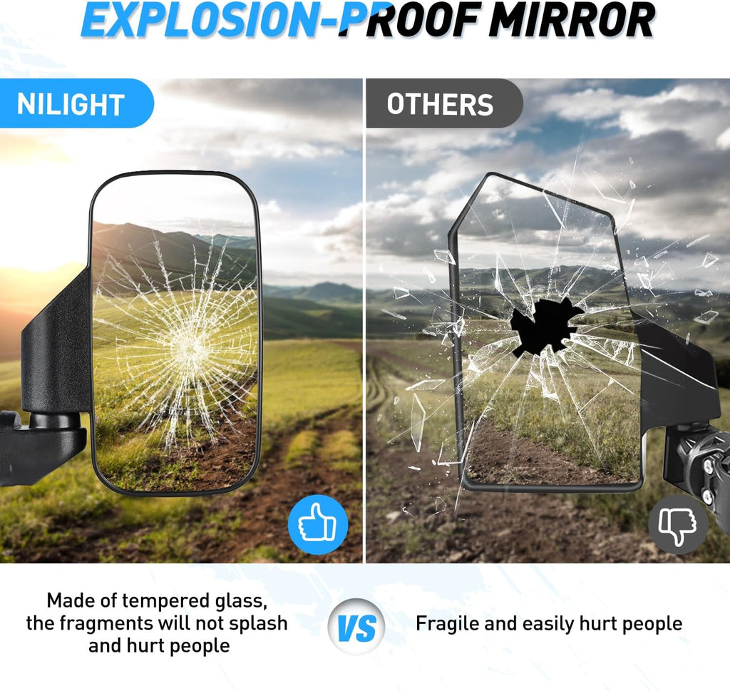 UTV Mirror UTV Side Mirrors For 2015-2023 Polaris Ranger 1000 Can-Am Defender Maverick Trail