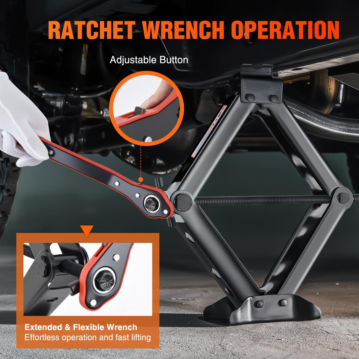 Scissor Jack Kit for Car 2 Ton(4409 lbs), Heavy Duty Portable Steel Scissor Lift Jack Car Tire Changing Kit with Ratchet & Lug Wrench for Sedan SUV MPV, 3.9 Inch-15.7 Inch Lifting Range, Black