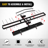 Motorcycle Hitch Carrier 600LBS, Heavy Duty Dirt Bike Hitch Hauler with 55.11 Inch Longer Ramp, Pin, Tie-Down Strap and Tightener, 2 Inch Receiver, 5 Inch Wide Tire