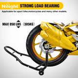 Universal Motorcycle Rear Wheel Stand Lift 850lbs with U + L Fork for Suzuki Yamaha Honda Kawasaki, Black