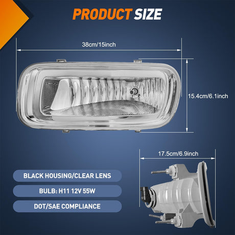 Fog Light Assembly Fog Lights Assembly Compatible with 2004 2005 2006 Ford F-150 F150 Left Driver and Right Passenger Side Clear Lens w/H10 12V 42W Bulbs