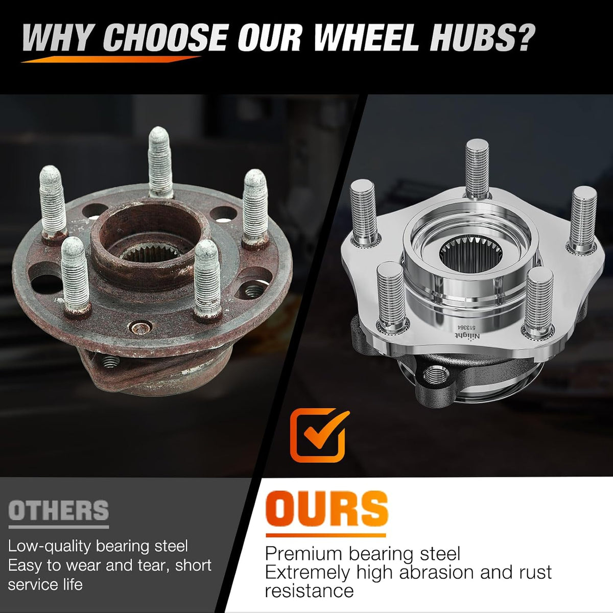 Front Wheel Bearing and Hub Assembly for Nissan Sentra 2013 2014 2015 2016 2017 2018 2019, NV200 2013–2019, Leaf 2013-2017, Chevy City Express 2015–2018, 513364-2Pack
