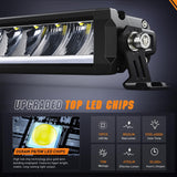 LED Light Bar with Amber DRL 19.5 Inch 75W Single Row Offroad Light Anti-Glare Flood Spot Combo Slim Light Bar IP68 w/ 16AWG DT Wiring Kit for Pickup Truck SUV ATV UTV Boat 4x4 Jeep