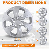 Wheel Cover Hubcaps 17 Inch Compatible for Toyota RAV4 2019 2020 2021 2022 2023 2024 2025 Hub Caps 17 inch Set of 4 Rim Covers Protector Wheel Replacement 42602-0R040 42602-42040, Silver