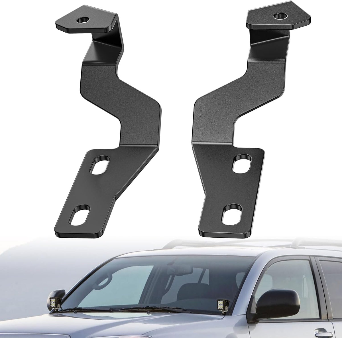 Ditch Light Brackets Hood Hinges Mount Bracket Kit for Auxiliary Offroad LED Pods Work Lighting Compatible with Toyota 4Runner 4th Gen 2003 2004 2005 2006 2007 2008 2009