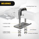Trailer Hitch Tightener for 2 Inch Trailers Hitches Mount Anti Rattle Heavy Duty Steel with Rubber Cover Grey U Bolt Glossy Coating Plate Electrophoresis Anti-Rust Triple Protective