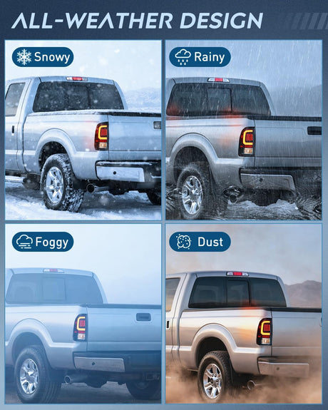 Taillight Assembly Compatible with 2008 2009 2010 2011 2012 2013 2014 2015 2016 Ford F250 F350 F450 Super Duty Incandescent Type Upgrade LED Tube Tail Lights Rear Brake Lamps