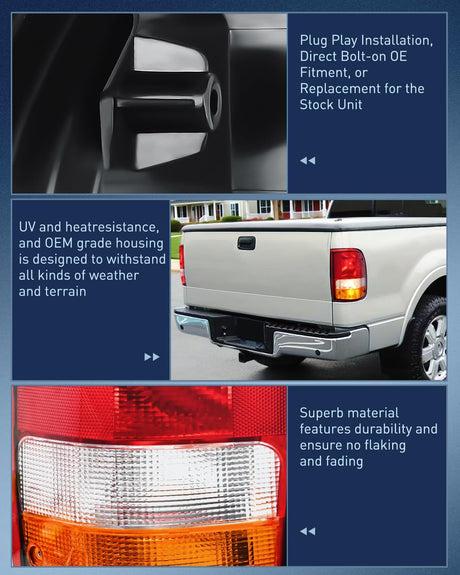 Taillight Assembly Compatible with 1993 1994 1995 1996 1997 Ford Ranger Red Clear Tail Light OE Style Rear Lamp Replacement Driver Side