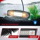 Flush Mount LED Light Pods 2PCS 6 Inch 60W Amber White 3 Lighting Modes Fog Lights Spot Flood Beam with Dual Control 18AWG Wiring Harness for Truck Pickup Golf Cart UTV ATV SUV Boat 4x4 Car