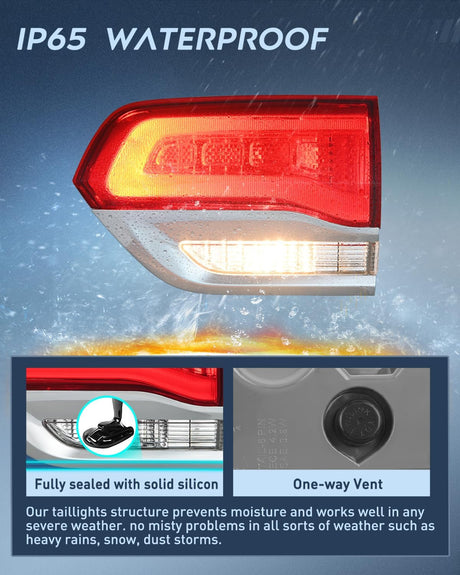 Taillight Assembly Compatible with 2014 2015 2016 2017 2018 2019 2020 Jeep Grand Cherokee Laredo/Limited/Overland/Summit Tail Lights Inner Passenger Side w/Bulbs